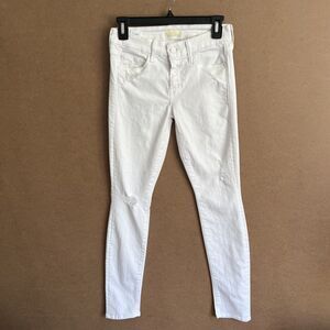 Mother Jeans The Looker Stayin Rowdy Size 25x29 Women White Stretch Distressed